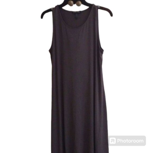 𝅺Eileen Fisher Gray Midi Tank Dress Women's Asymmetrical Hem Size Medium - Picture 3 of 8